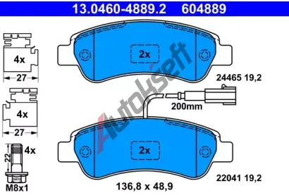 ATE Sada brzdovch destiek AT 604889, 13.0460-4889.2