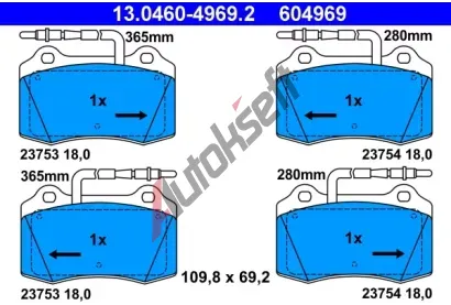 ATE Sada brzdovch destiek AT 23754, AT 604969