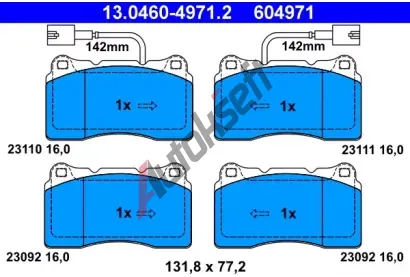 ATE Sada brzdovch destiek AT 604971, AT 23111