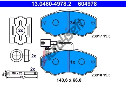 ATE Sada brzdovch destiek AT 23918, AT 604978