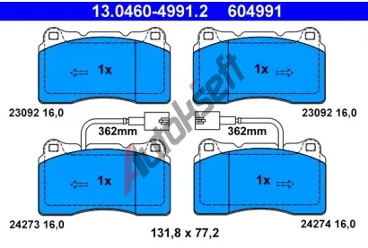 ATE Sada brzdovch destiek AT 604991, AT 24274