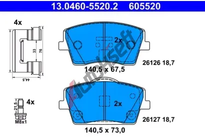 ATE Sada brzdovch destiek AT 605520, 13.0460-5520.2