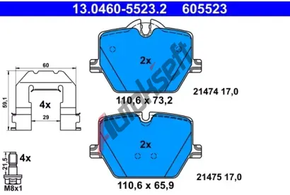 ATE Sada brzdovch destiek AT 605523, 13.0460-5523.2
