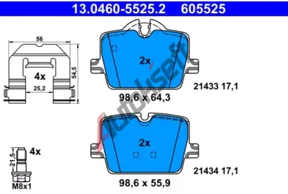 ATE Sada brzdovch destiek AT 605525, 13.0460-5525.2