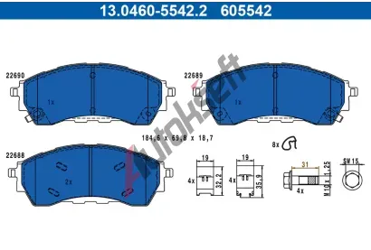 ATE Sada brzdov�ch desti�ek AT 605542, 13.0460-5542.2