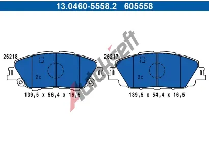 ATE Sada brzdových destiček AT 605558, 13.0460-5558.2 ATE Sada brzdových destiček AT 605558, 13.0460-5558.2