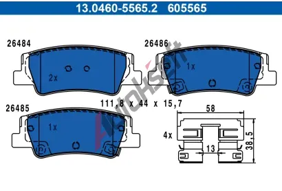 ATE Sada brzdovch destiek AT 605565, 13.0460-5565.2