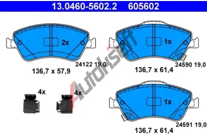 ATE Sada brzdovch destiek AT 24591, AT 605602