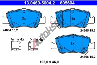 ATE Sada brzdovch destiek AT 24666, AT 605604