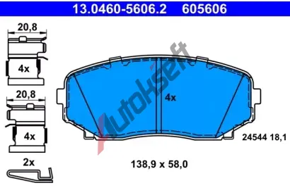 ATE Sada brzdovch destiek AT 605606, AT 24544