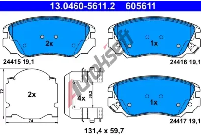 ATE Sada brzdovch destiek AT 24417, AT 605611