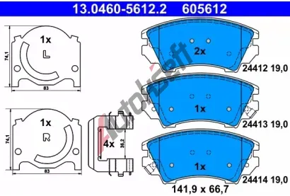 ATE Sada brzdovch destiek AT 24414, AT 605612