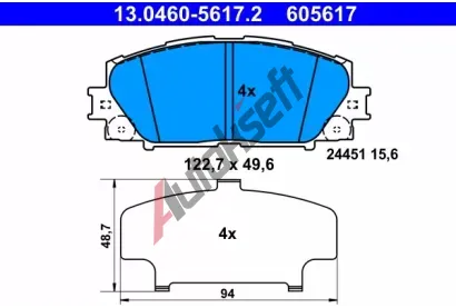 ATE Sada brzdovch destiek AT 24451, AT 605617
