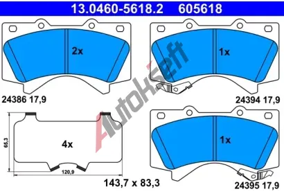 ATE Sada brzdovch destiek AT 24395, AT 605618