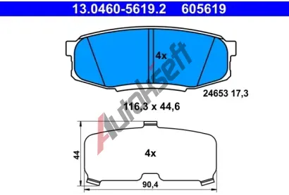 ATE Sada brzdovch destiek AT 24653, AT 605619