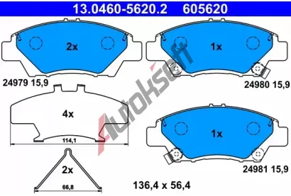 ATE Sada brzdovch destiek AT 24981, AT 605620
