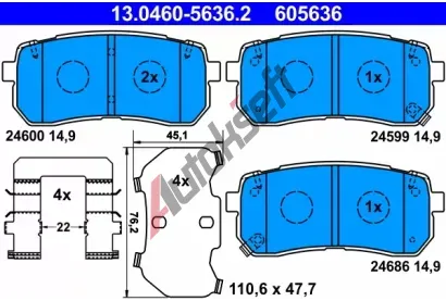 ATE Sada brzdovch destiek - kotouov brzda AT 24686, AT 605636