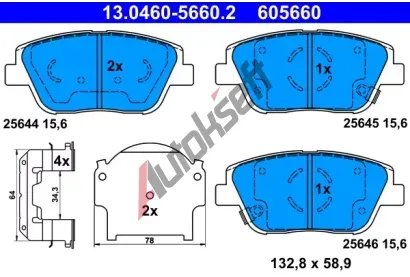 ATE Sada brzdovch destiek AT 605660, 13.0460-5660.2