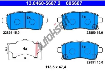 ATE Sada brzdovch destiek AT 605687, 13.0460-5687.2