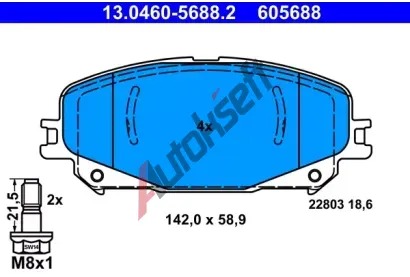 ATE Sada brzdovch destiek AT 605688, 13.0460-5688.2