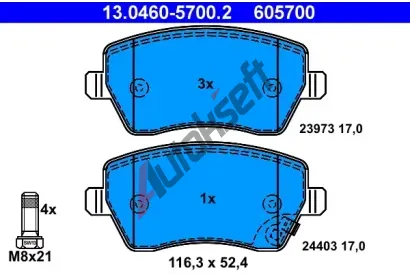 ATE Sada brzdovch destiek AT 605700, AT 24403