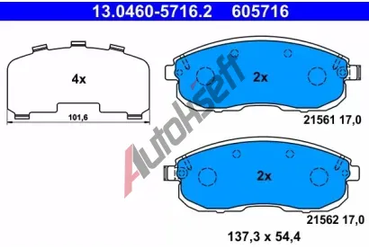ATE Sada brzdovch destiek AT 605716, AT 21562