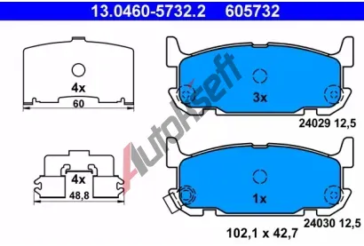 ATE Sada brzdovch destiek AT 605732, AT 24030