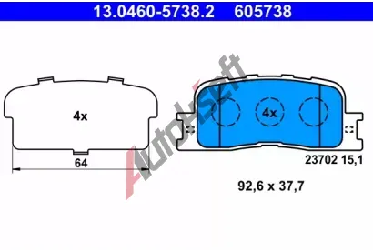 ATE Sada brzdovch destiek AT 605738, AT 23702