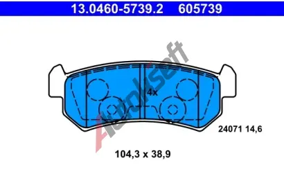 ATE Sada brzdovch destiek AT 24071, AT 605739