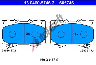 ATE Sada brzdovch destiek AT 23525, AT 605746