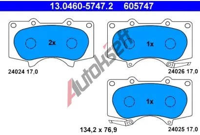 ATE Sada brzdovch destiek AT 24026, AT 605747