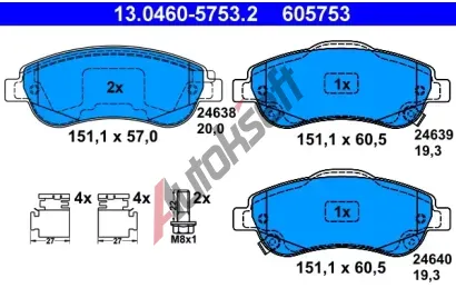 ATE Sada brzdovch destiek AT 605753, AT 24640