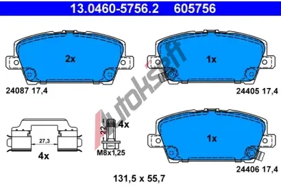 ATE Sada brzdovch destiek AT 24406, AT 605756