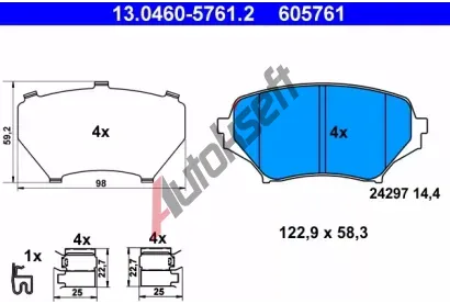 ATE Sada brzdovch destiek AT 24297, AT 605761