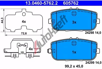 ATE Sada brzdovch destiek AT 605762, AT 24299