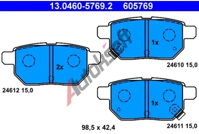 ATE Sada brzdovch destiek AT 605769, AT 24612