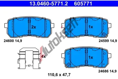 ATE Sada brzdovch destiek AT 24686, AT 605771