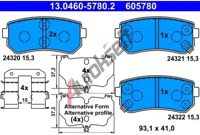 ATE Sada brzdovch destiek AT 605780, AT 24322