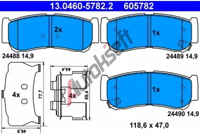ATE Sada brzdovch destiek AT 24490, AT 605782