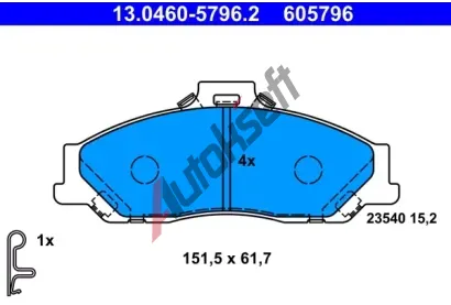 ATE Sada brzdovch destiek AT 605796, 13.0460-5796.2