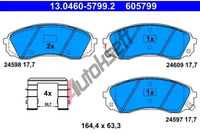 ATE Sada brzdovch destiek AT 24609, AT 605799