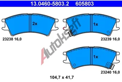 ATE Sada brzdovch destiek AT 23240, AT 605803