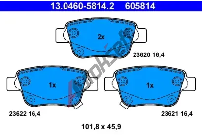 ATE Sada brzdovch destiek AT 23622, AT 605814
