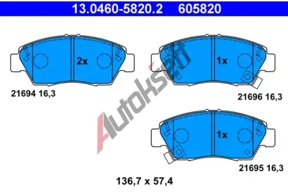 ATE Sada brzdovch destiek AT 21696, AT 605820