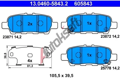 ATE Sada brzdovch destiek AT 605843, AT 23872