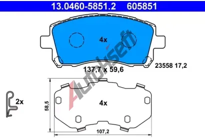 ATE Sada brzdovch destiek AT 23560, AT 605851