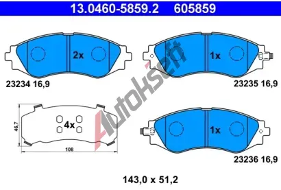 ATE Sada brzdovch destiek AT 23236, AT 605859