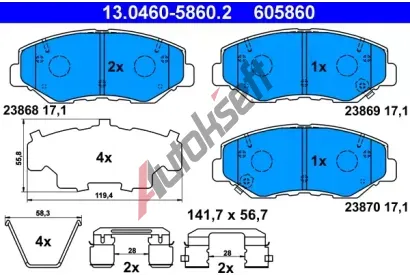 ATE Sada brzdovch destiek AT 23870, AT 605860