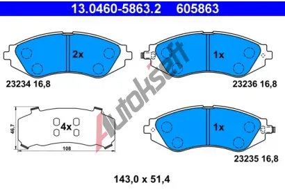 ATE Sada brzdovch destiek AT 23236, AT 605863