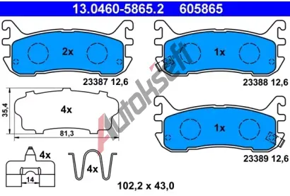 ATE Sada brzdovch destiek AT 23389, AT 605865